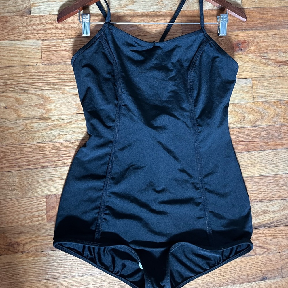Natalie black dance leotard size Large NWOT